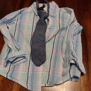Little Me infant boys 18 mo bottom down shirt with Velcro necktie